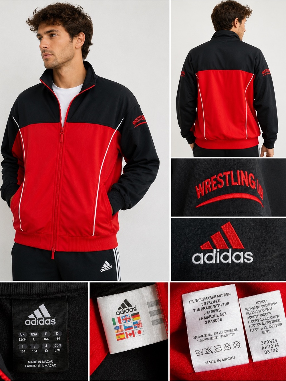 adidas Red and Black Lightweight Track Jacket